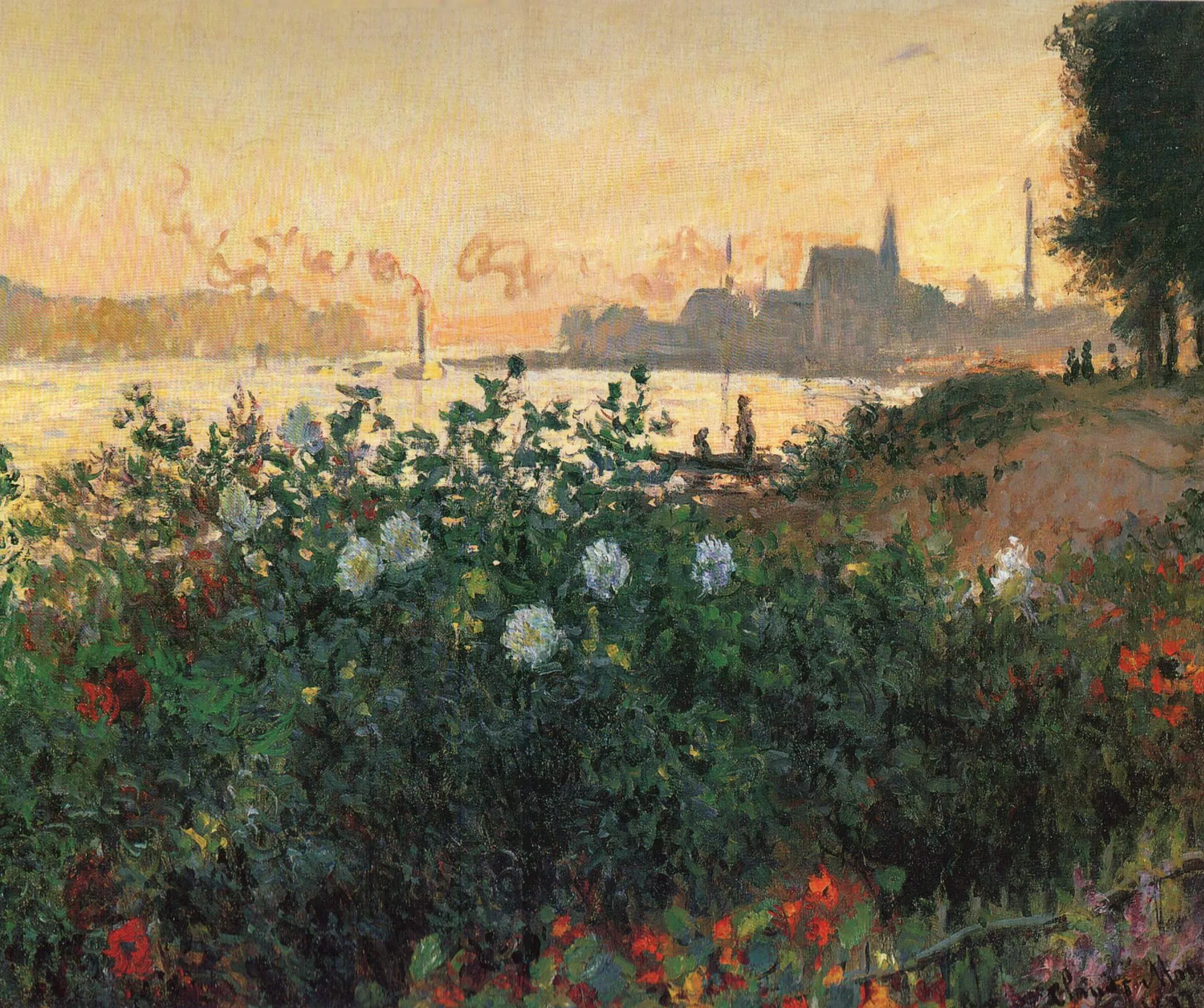 Flores en la Orilla del Río en Argenteuil